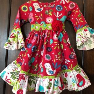Jelly The Pug Christmas Day Ruffle dress 4t